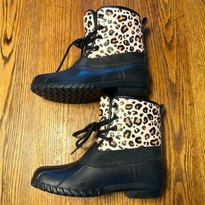 Girls Lined Lace-Up Rubber Snow/Rain Boots, Sz 4